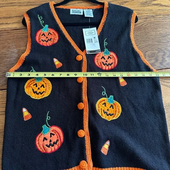 Vintage Basic Editions Halloween Pumpkin Candy Corn Embroidered SOLD - Picture 7 of 9